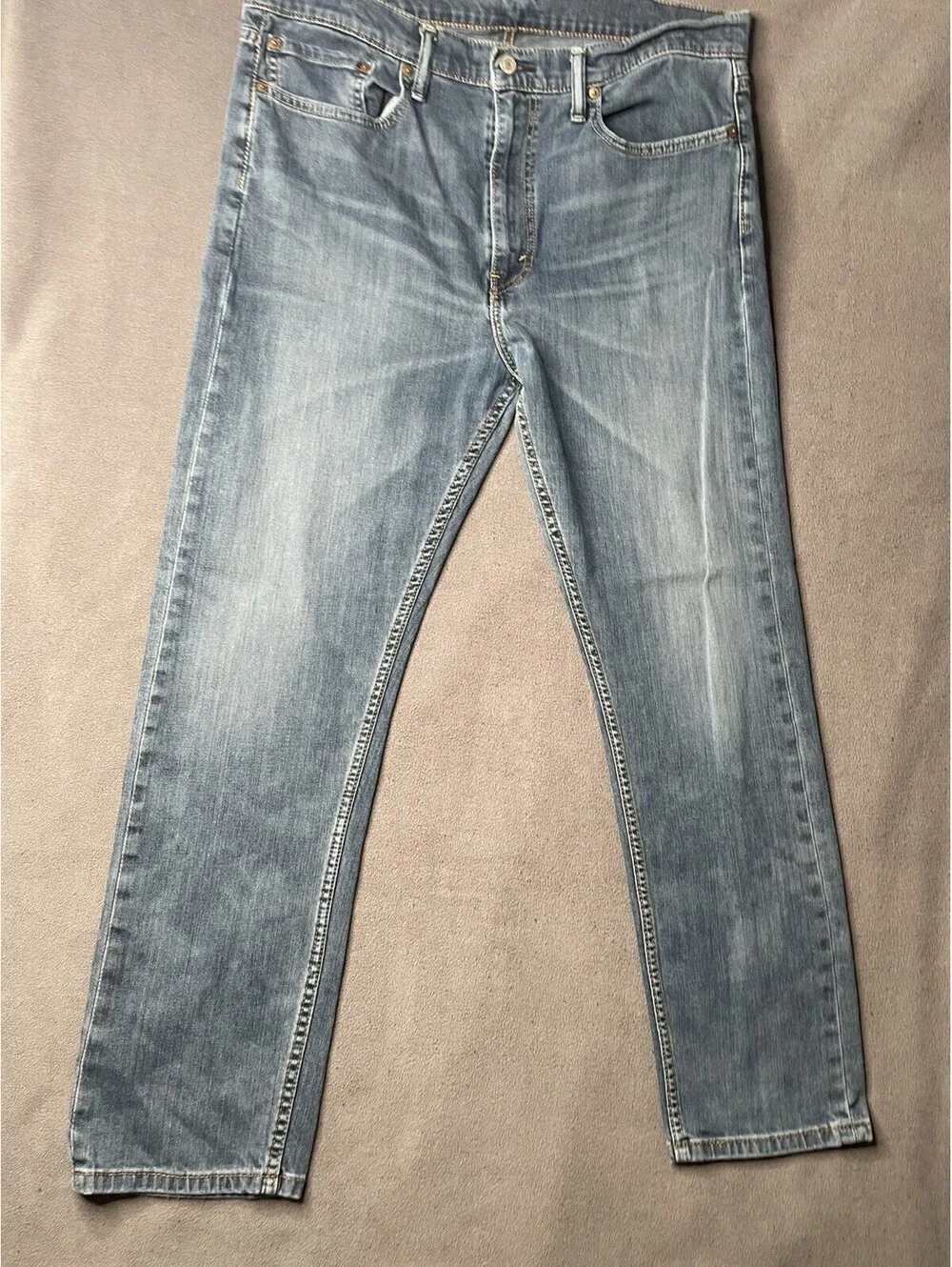 Levis 522 Jeans Mens 36x32 Medium Wash Blue Denim Straight Leg Five Pocket EUC